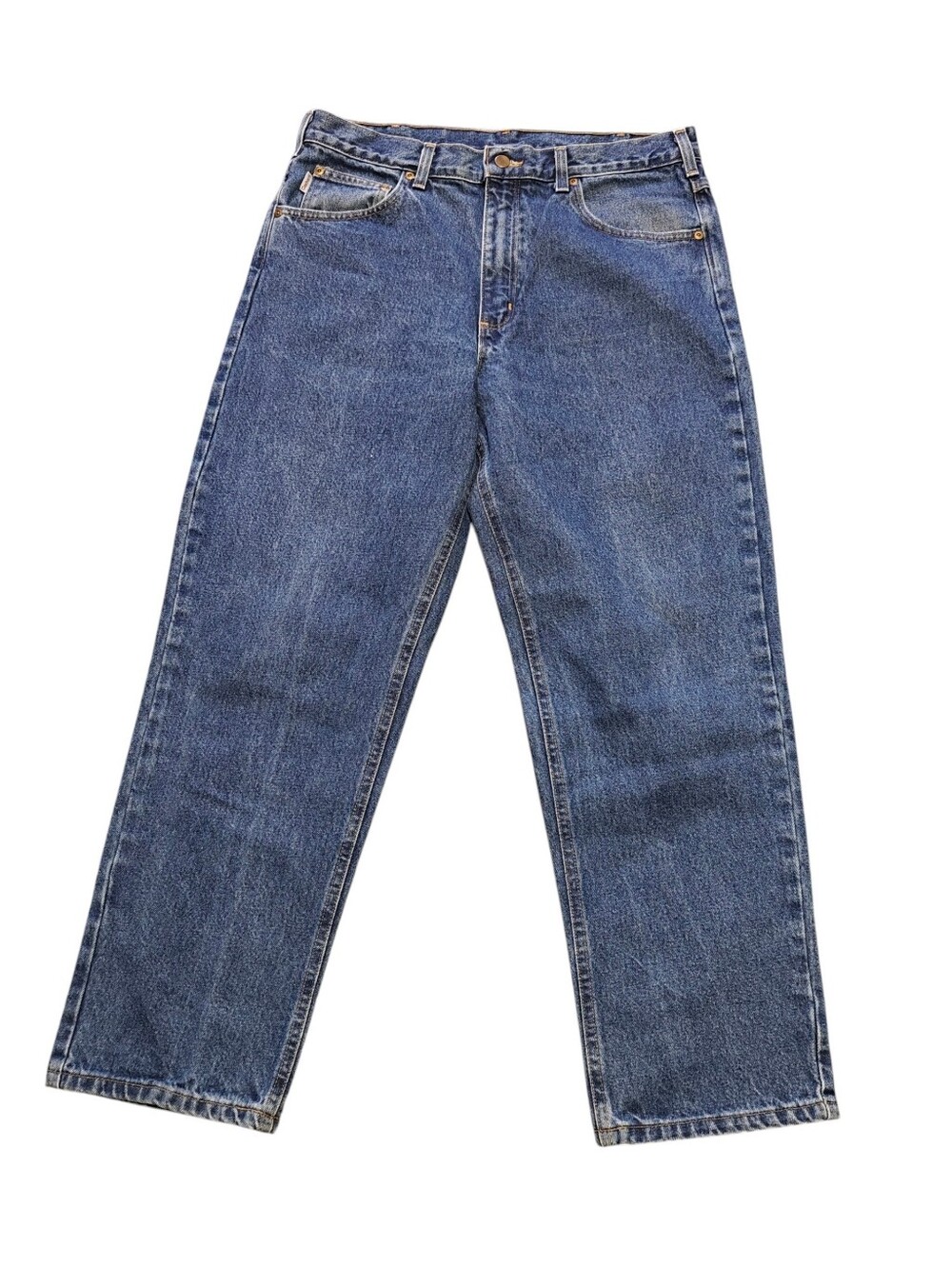 Carhartt Men's Relaxed Straight-Leg Jeans in Blue Denim Size 36X30